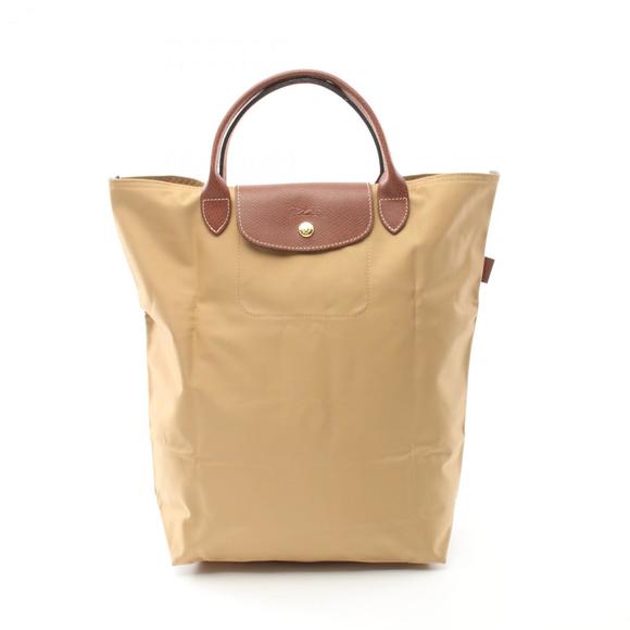 Longchamp Le Pliage Original M Tote Bag Nylon Leather Women's Brown Beige - Picture 2 of 5